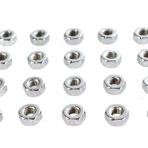 Chrome Hex Nuts 1/4 inch-28 for Harley-Davidson