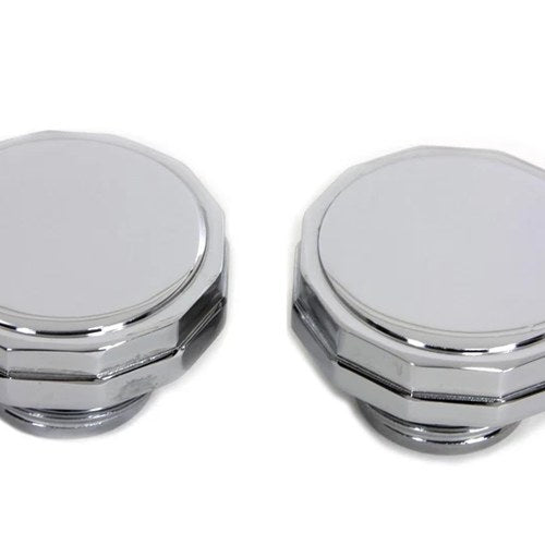 Chrome Hexagon Style Vented and Non-Vented Gas Cap Set for Harley-Davidson