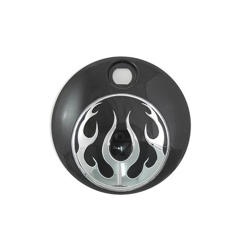 Black with Chrome Flames Flt Fuel Tank Console Door for Harley-Davidson