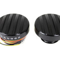 Black LED Ribbed Style Fuel Gauge and Filler Cap Set for Harley-Davidson