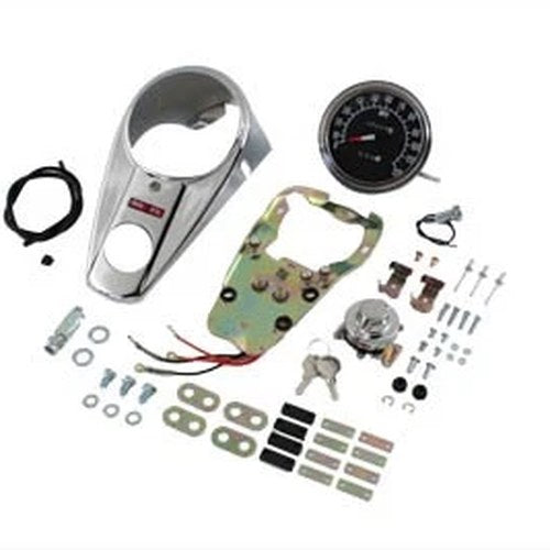 Chrome Two Light Dash Panel Kit with 2:1 Ratio Speedometer for Harley-Davidson
