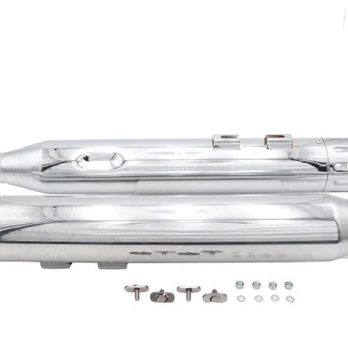 Wyatt Gatling Muffler Set Chrome with Chrome Slot Tips for Harley-Davidson