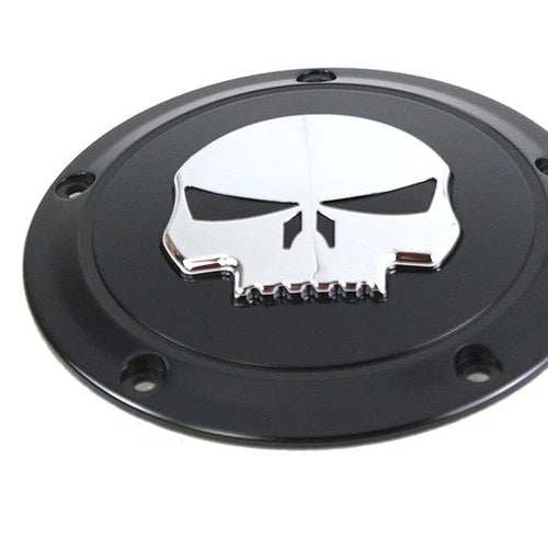 Black 5 Hole Skull Derby Cover for Harley-Davidson