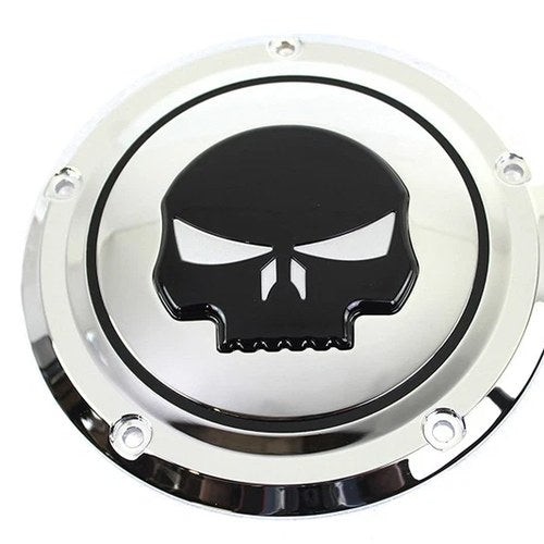 Chrome 5 Hole Skull Derby Cover for Harley-Davidson