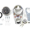 Chrome Three Light Dash Panel Kit with 2:1 Ratio Speedometer for Harley-Davidson