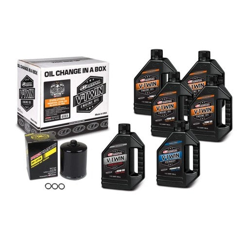 Maxima V-Twin Oil Change Kit Mineral with Black Filter for Harley-Davidson