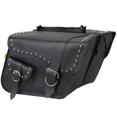 Willie & Max For Universal Ranger Studded Large Slant Saddlebags - Black