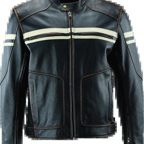Kuryakyn River Road Hoodlum Vintage Leather Jacket for Powersports - XL
