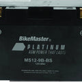 BikeMaster Agm Battery MS12-9B-BS for Yamaha YP400 & YFM700R Models