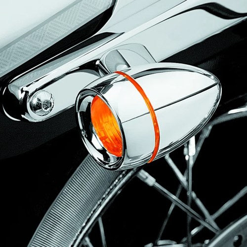 Kuryakyn Deep Dish Turn Signal Bezels with Amber Lenses for Harley-Davidson