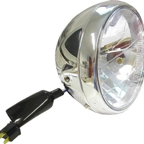 Round Chrome Headlight Complete Universal 7" Clear Glass