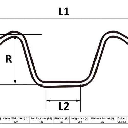 Handlebar Chrome 18" Rise Wide Bottom