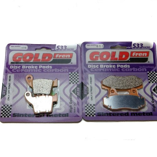 Goldfren S33 Brake Pads Front & Rear For Megelli 125 M (Supermoto) 2008-2010