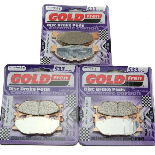 Goldfren S33 Brake Pads Front & Rear For Yamaha YP 400 Majesty (ABS) 2005-2013