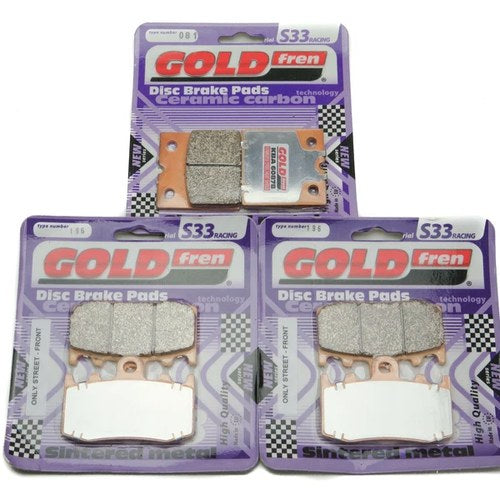 Goldfren S33 Brake Pads Front & Rear For Bmw K1200 GT 2 pin pad K41 2003-2006