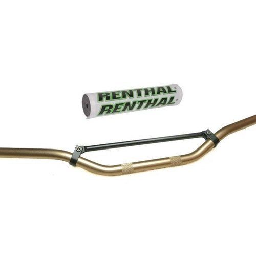 Motocross 7/8" 22mm MX Handlebars Bronze Aluminium Braced & Green Renthal Pad