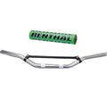 Motocross 7/8" 22mm MX Handlebar Silver Aluminium Braced & Green Renthal Bar Pad