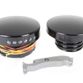 Black LED Smooth Style Fuel Gauge and Filler Cap Set for Harley-Davidson
