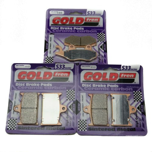 Goldfren S33 Brake Pads Front & Rear For Triumph Daytona 900 (3 cyl) 1993-1996