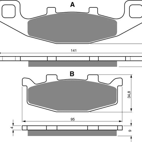 Brake Disc Pads Rear R/H Goldfren for 1993 Kawasaki Gpx 600 R (ZX600C6)