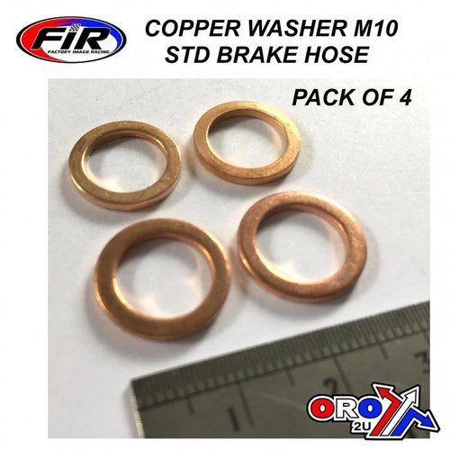 Copper Washer M10 PK OF 4, Size ID10 x OD15 x W1.5mm