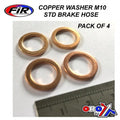 Copper Washer M10 PK OF 4, Size ID10 x OD15 x W1.5mm