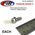 Titanium GR5 Bolt M5 x 14mm Each, Flange OD: 9.90mm / Hex Size: 7mm, /