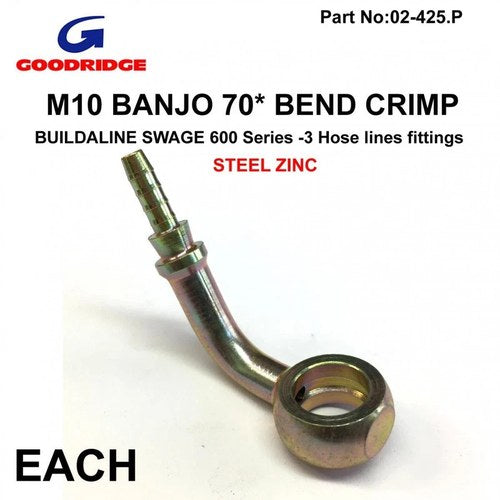 Banjo 70* Extended Plated, Buildaline Swage 600 Series -3, Goodridge S5070-03Z1