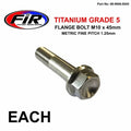 Titanium GR5 Bolt M10 x 45mm Each, Metric Fine 1.25mm / Grade 5