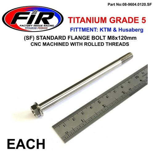 Titanium GR5 Bolt M8 x 120mm Each, Flange OD: 14mm / Hex Size: 10mm, /