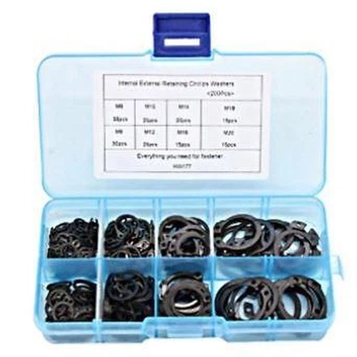 Box External Circlips 200pcs 6-20mm, M6 M8 M10 M12 M14 M16 M18 M20 C-CLIP