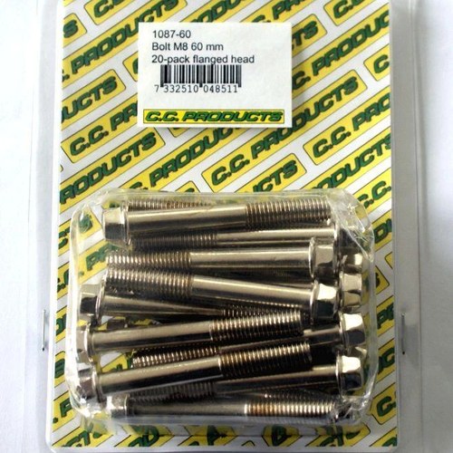 M8 x 60mm Flange Bolt, Pack OF 20, 10mm Hex