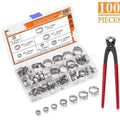 100pcs Clips Tool Clamp Set 6-21mm, Stepless / fuel line clamps clips & Crimps