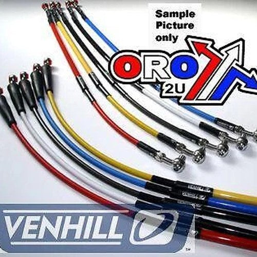 Hose Front Brake Silver / Blk, Venhill Y01-1-047/P, YZ with Headlight Fitted