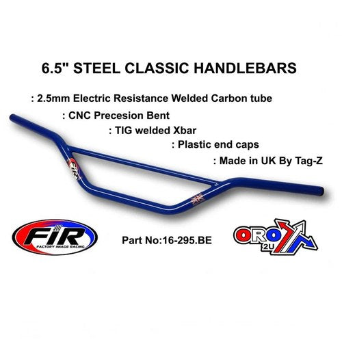 6.5" Steel Classic Handlebars, / Blue Full Gloss, Made in UK TAG-Z