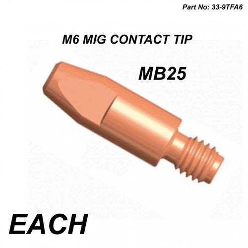 M6 Mig Contact Tip 0.80mm Wire, 8mm OD Heavy Duty Tip MB25 (EACH)