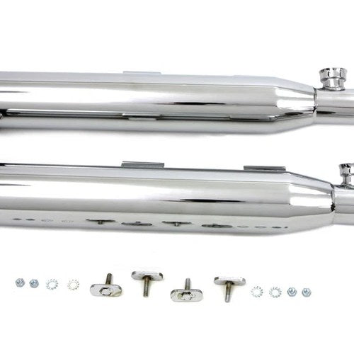 Chrome Slip On Muffler Set With Black Tips for Harley-Davidson