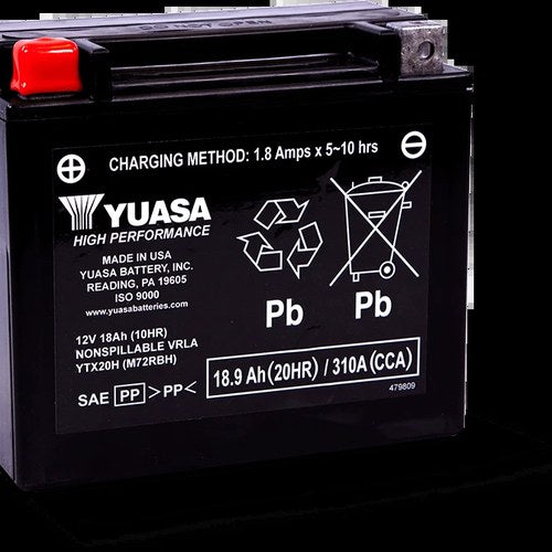 Yuasa YTX20H Maintenance For Free Agm 12 Volt Battery