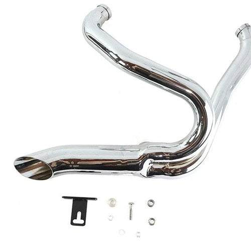 Chrome Wyatt Gatling 2 into 1 Exhaust Pipe Header Kit for Harley-Davidson