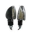 Universal LED Arrow Indicators, Clear Lens, Carbon Look, Pair, Short Stem