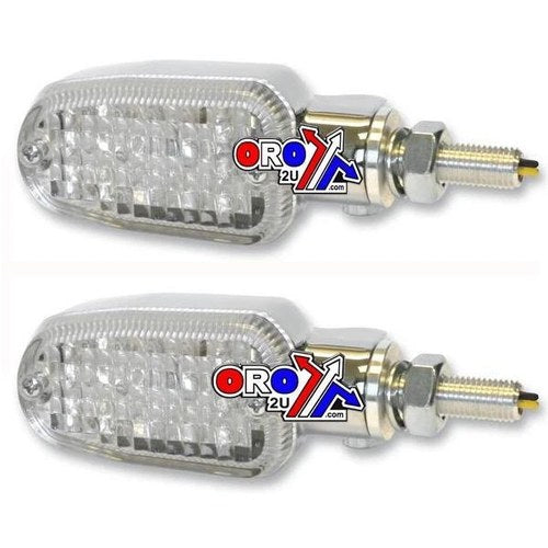 Universal Indicators Aluminum Chrome, Clear Lens, LED, E Marked, 2 Wire