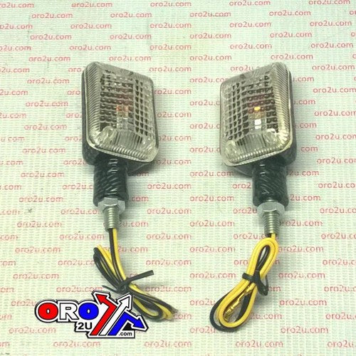 Universal Rectangular Indicators, Clear Lens, Pair, Carbon Look