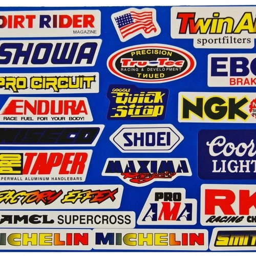 Mixed Motorcycle Logo Sticker Sheet 29x44cm