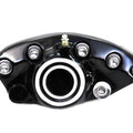 Black Rear 1 Piston Banana Caliper with Bullseye for Harley-Davidson