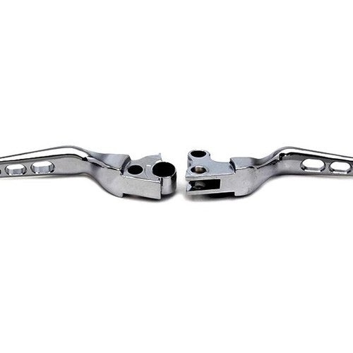 Chrome Contour Drilled Hand Lever Set with Skull Ends for Harley-Davidson