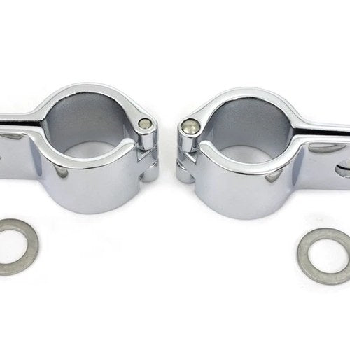 Chrome 1-1/8 inch Footpeg Mount Clamp Set for Harley-Davidson