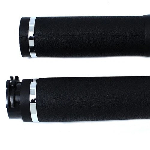 Black Grip Set with Chrome End Caps for Harley-Davidson