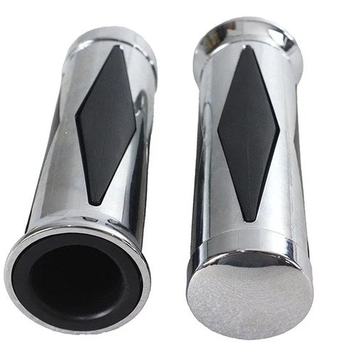 Diamond Style Grip Set with Chrome End Cap for Harley-Davidson