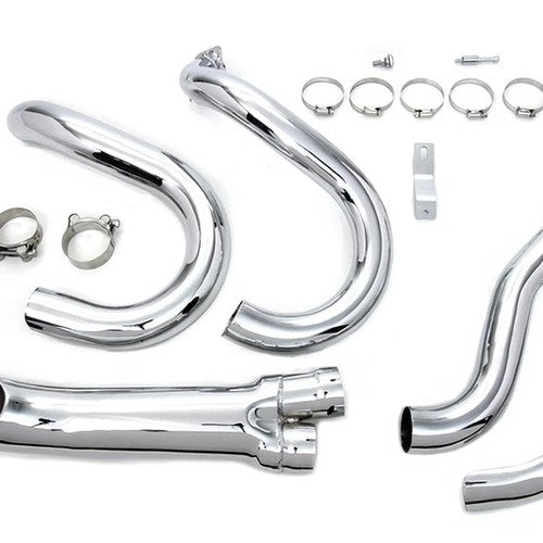 Chrome 2 into 1 Exhaust Header Set for Harley-Davidson