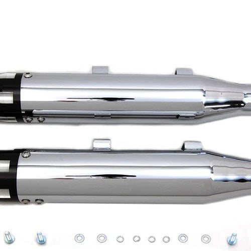 Chrome Highlighted Revolver Tip Muffler Set for Harley-Davidson
